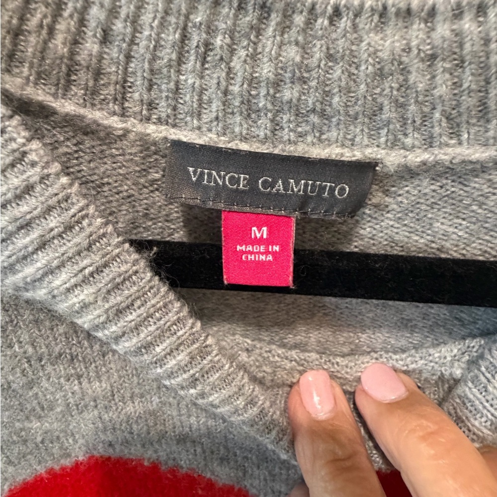 Vince Camuto Gray Sweater with Red Accent - Picture 2 of 3